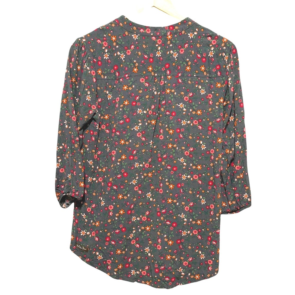 Matilda Jane‎ Womens Top S Gray Ditzy Floral Pintuck Button Front Tunic Blouse - Picture 2 of 6